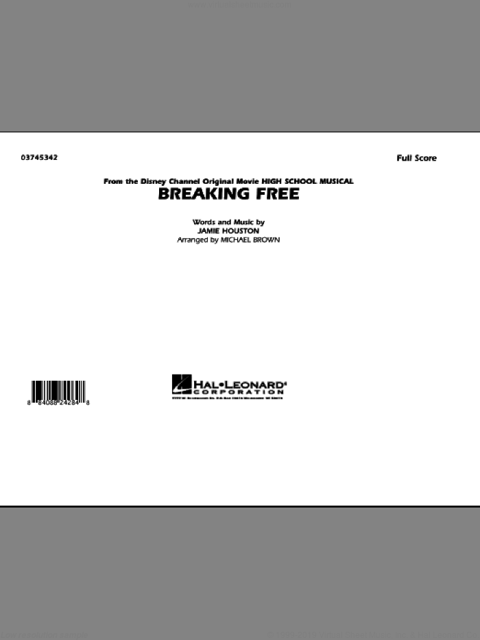 Breaking Free (from High School Musical) (COMPLETE) sheet music for marching band by Jamie Houston and Michael Brown, intermediate skill level