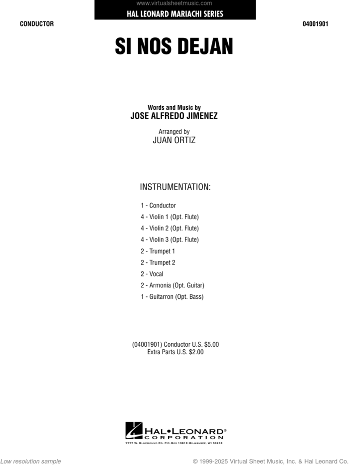 Si Nos Dejan (arr. Juan Ortiz) (complete set of parts) sheet music for concert band by Jose Alfredo Jimenez and Juan Ortiz, intermediate skill level