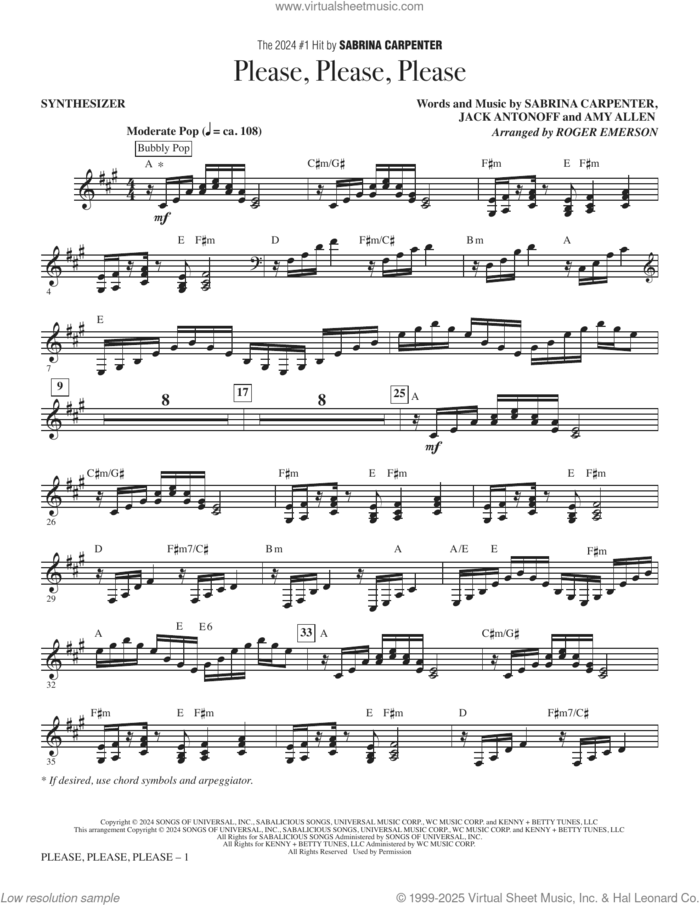 Please Please Please (arr. Roger Emerson) (complete set of parts) sheet music for orchestra/band (Rhythm) by Roger Emerson, Amy Allen, Jack Antonoff and Sabrina Carpenter, intermediate skill level