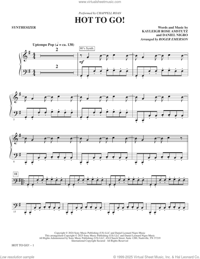 Hot To Go! (arr. Roger Emerson) (complete set of parts) sheet music for orchestra/band (Rhythm) by Roger Emerson, Chappell Roan, Daniel Nigro and Kayleigh Rose Amstutz, intermediate skill level