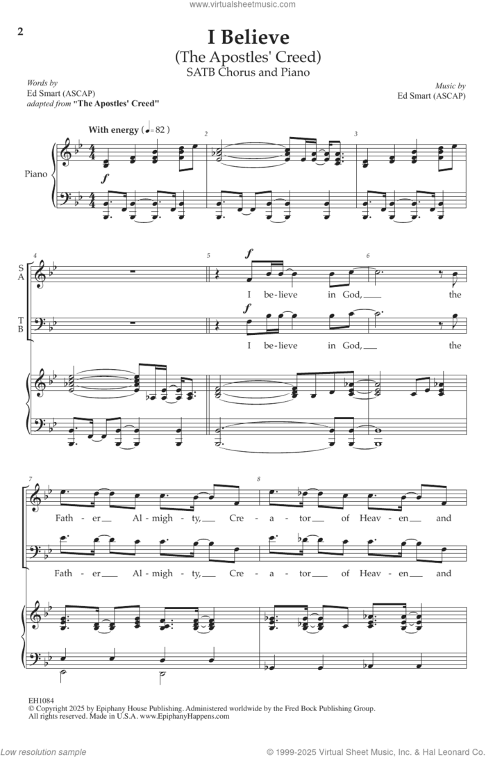 I Believe (The Apostle's Creed) sheet music for choir (SATB: soprano, alto, tenor, bass) by Ed Smart, intermediate skill level