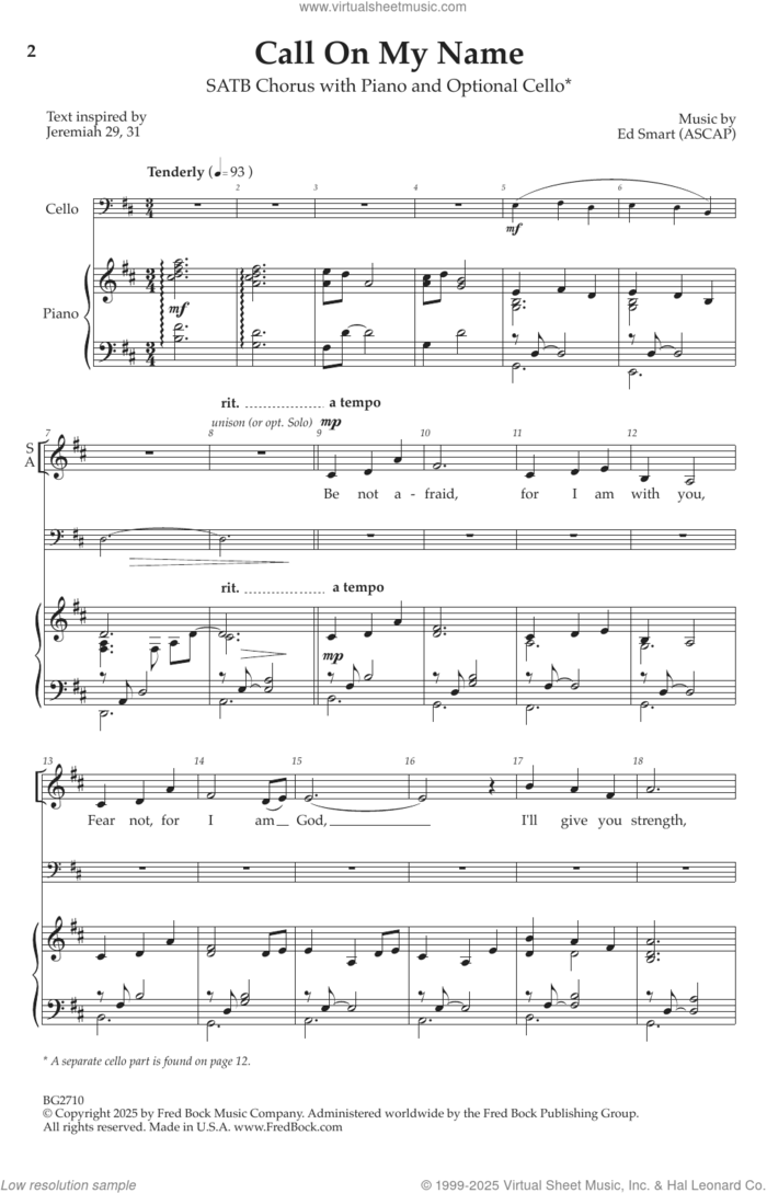 Call On My Name sheet music for choir (SATB: soprano, alto, tenor, bass) by Ed Smart, intermediate skill level