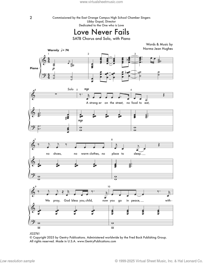 Love Never Fails sheet music for choir (SATB: soprano, alto, tenor, bass) by Norma Jean Hughes, intermediate skill level