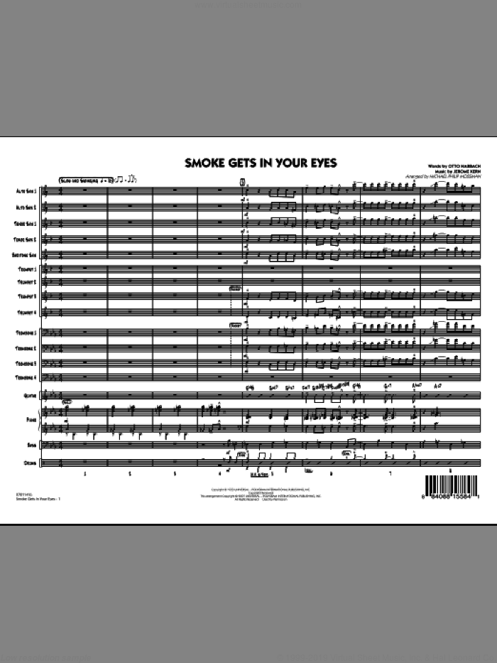 Smoke Gets In Your Eyes (COMPLETE) sheet music for jazz band by Jerome Kern, Michael Philip Mossman and Otto Harbach, intermediate skill level