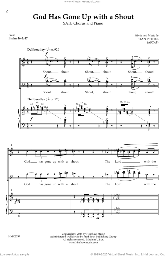 God Has Gone Up With a Shout sheet music for choir (SATB: soprano, alto, tenor, bass) by Stan Pethel, intermediate skill level