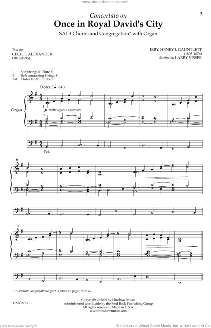 Concertato on Once in Royal David's City sheet music for choir (SATB: soprano, alto, tenor, bass) by Henry Gauntlett, IRBY and Larry Visser, intermediate skill level