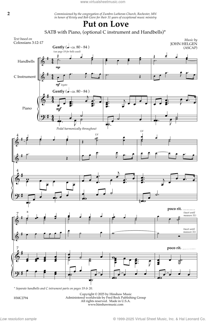 Put on Love sheet music for choir (SATB: soprano, alto, tenor, bass) by John Helgen, intermediate skill level