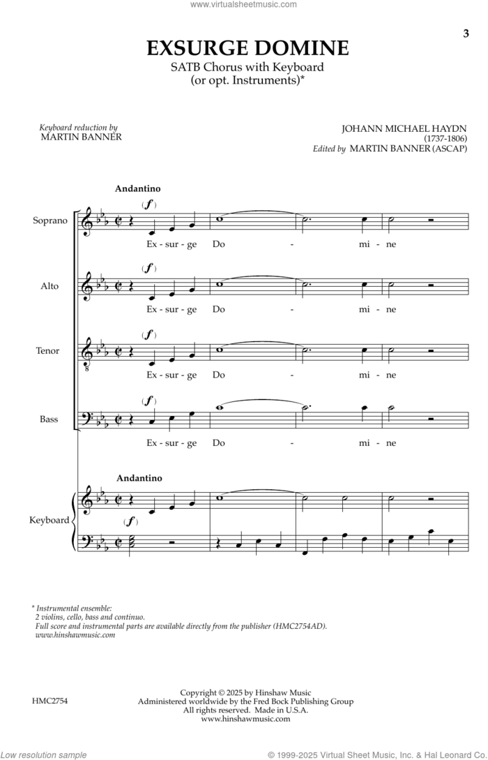 Exsurge Domine sheet music for choir (SATB: soprano, alto, tenor, bass) by Martin Banner, intermediate skill level