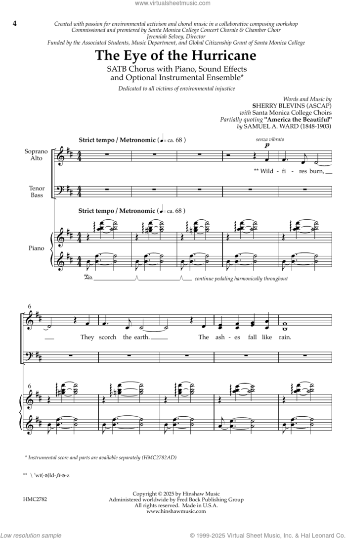 The Eye of the Hurricane sheet music for choir (SATB: soprano, alto, tenor, bass) by Sherry Blevins, intermediate skill level