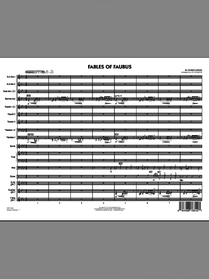 Fables Of Faubus (COMPLETE) sheet music for jazz band by Charles Mingus and Sy Johnson, intermediate skill level