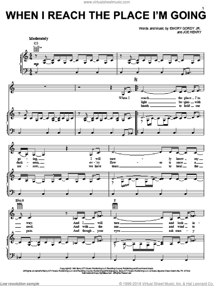 When I Reach The Place I'm Going sheet music for voice, piano or guitar by Wynonna, Emory Gordy Jr. and Joe Henry, intermediate skill level