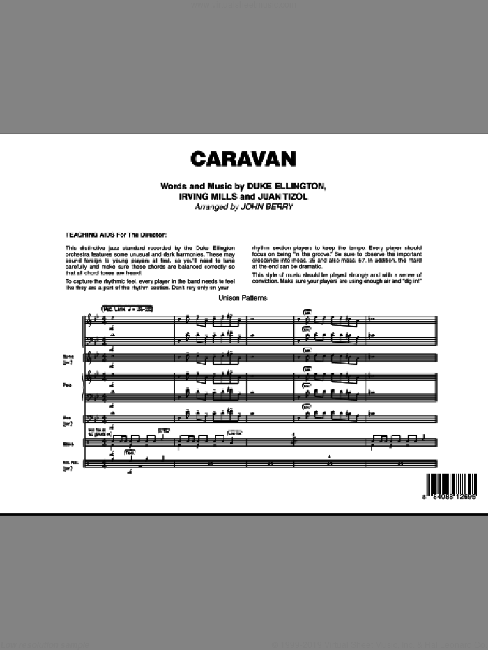 Caravan (COMPLETE) sheet music for jazz band by Duke Ellington, Irving Mills, Juan Tizol and John Berry, intermediate skill level