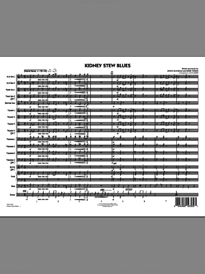 Kidney Stew Blues (COMPLETE) sheet music for jazz band by Eddie Vinson, Leona Blackman and John Berry, intermediate skill level