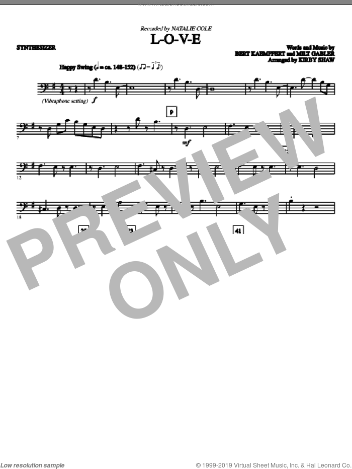 L-O-V-E (arr. Kirby Shaw) (complete set of parts) sheet music for orchestra/band (Rhythm) by Bert Kaempfert, Milt Gabler, Kirby Shaw and Natalie Cole, intermediate skill level