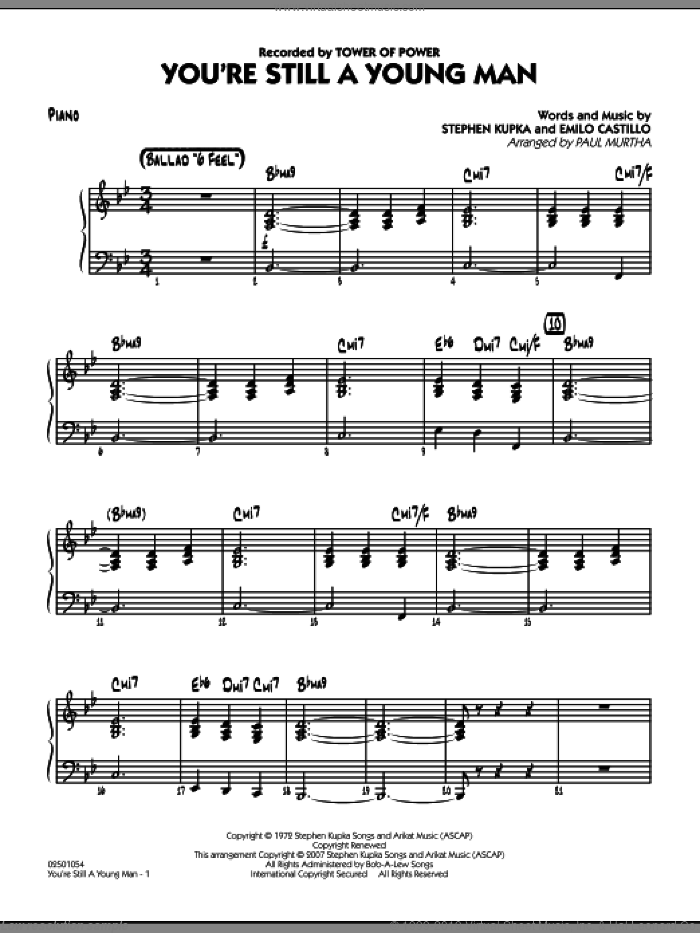 You're Still A Young Man sheet music for jazz band (piano) by Paul Murtha, Emilio Castillo, Stephen Kupka and Tower Of Power, intermediate skill level
