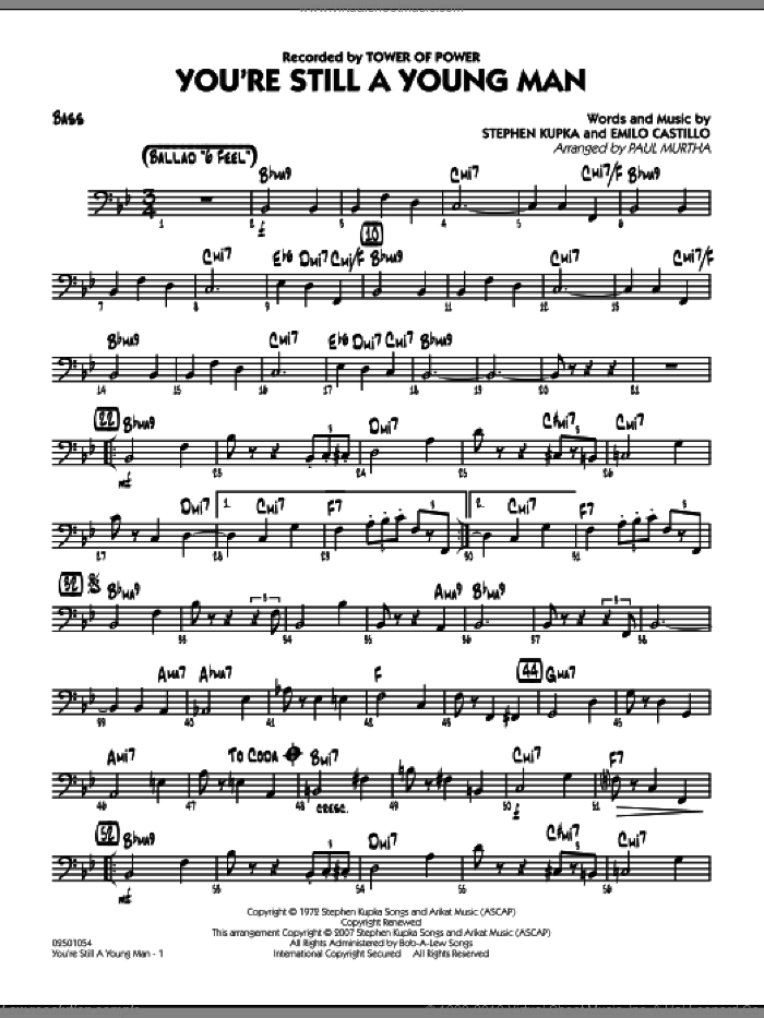 You're Still A Young Man sheet music for jazz band (bass) by Paul Murtha, Emilio Castillo, Stephen Kupka and Tower Of Power, intermediate skill level
