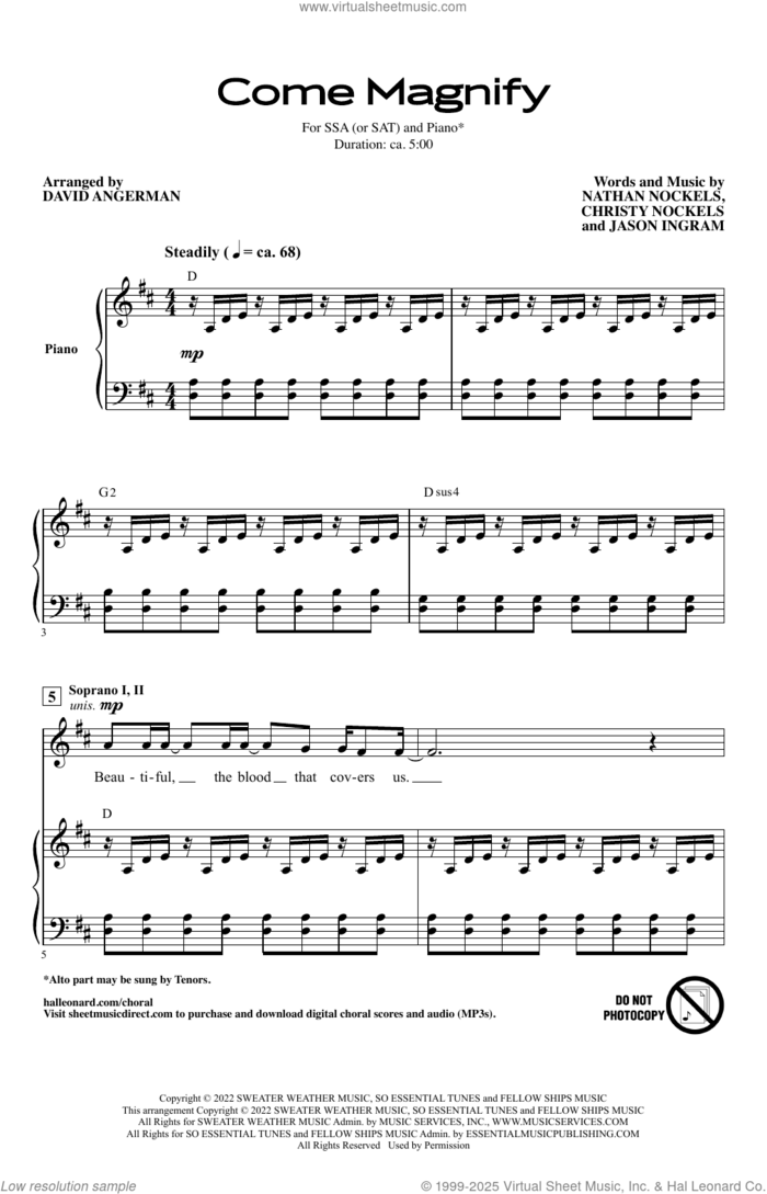 Come Magnify (SSA/SAT) (arr. David Angerman) sheet music for choir (SSA: soprano, alto) by Christy Nockels, David Angerman and Jason Ingram, intermediate skill level