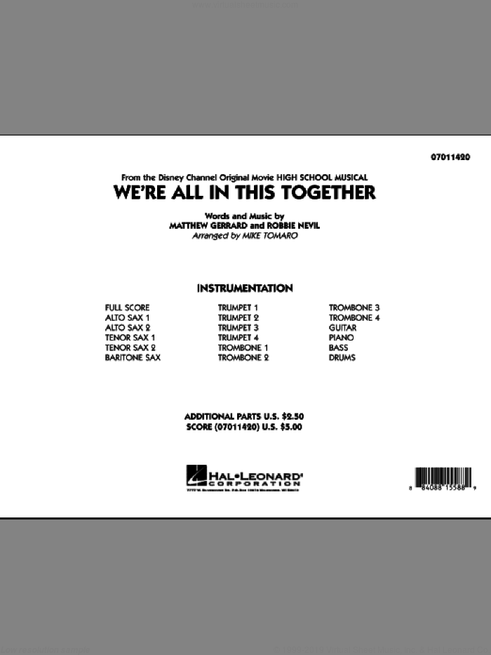 We're All In This Together (from High School Musical) (COMPLETE) sheet music for jazz band by Matthew Gerrard, Robbie Nevil and Mike Tomaro, intermediate skill level