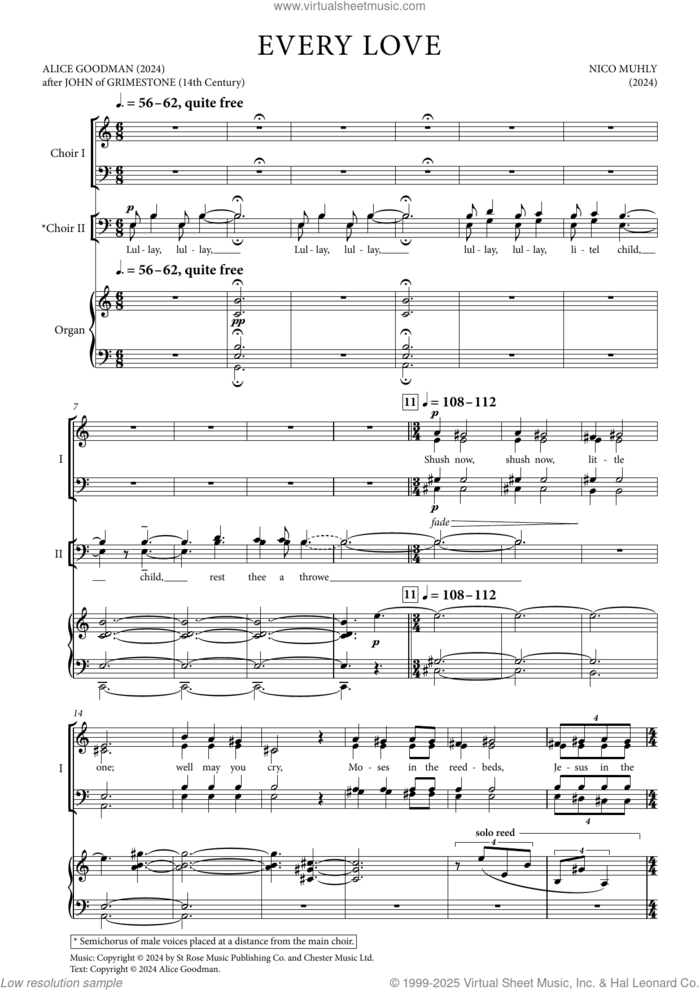 Every Love sheet music for choir (SATB: soprano, alto, tenor, bass) by Nico Muhly, classical score, intermediate skill level