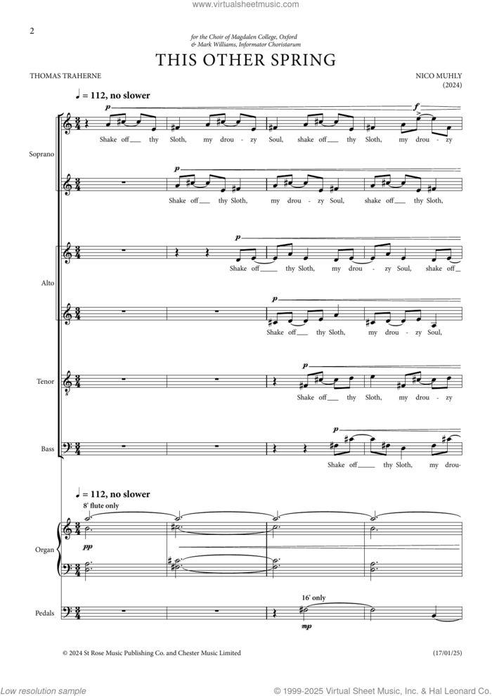 This Other Spring sheet music for choir (SATB: soprano, alto, tenor, bass) by Nico Muhly, classical score, intermediate skill level