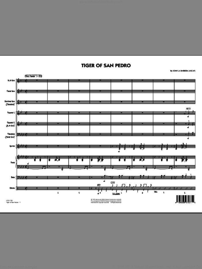 Tiger Of San Pedro (COMPLETE) sheet music for jazz band by John La Barbera and Bill Watrous, intermediate skill level