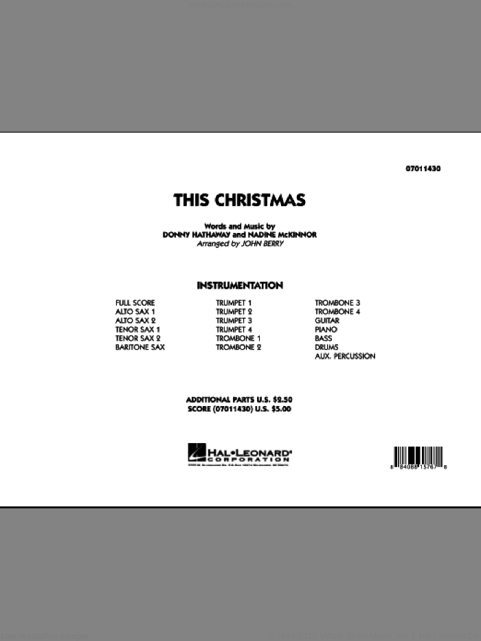 This Christmas (COMPLETE) sheet music for jazz band by Donny Hathaway, Nadine McKinnor and John Berry, intermediate skill level
