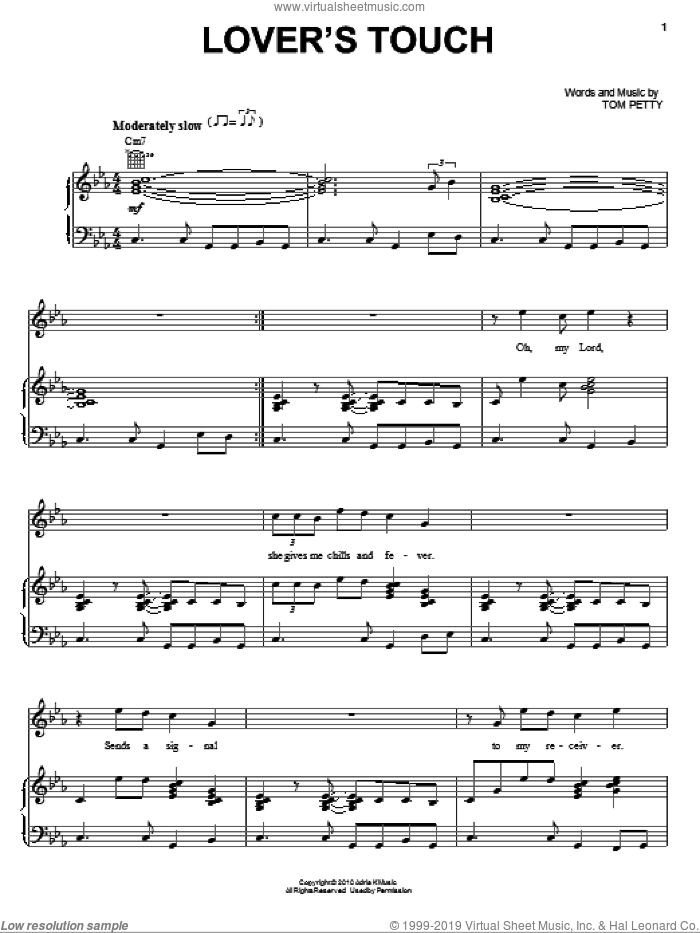 Lover's Touch sheet music for voice, piano or guitar by Tom Petty And The Heartbreakers and Tom Petty, intermediate skill level