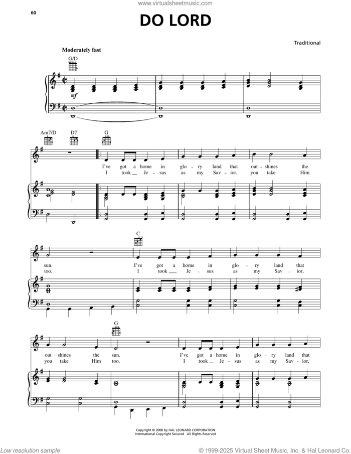 Do Lord sheet music for voice, piano or guitar, intermediate skill level