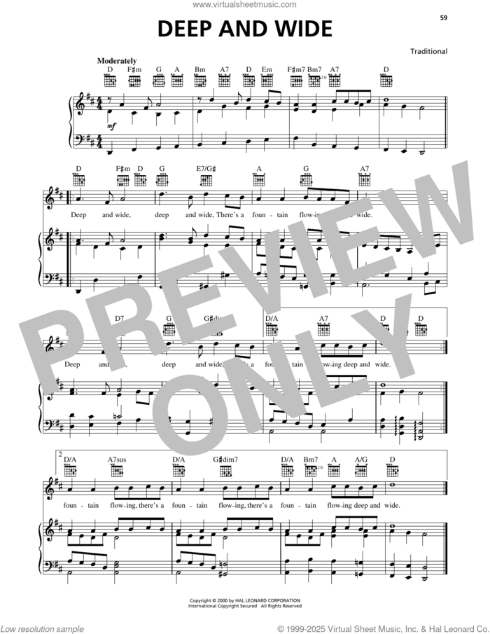 Deep And Wide sheet music for voice, piano or guitar, intermediate skill level