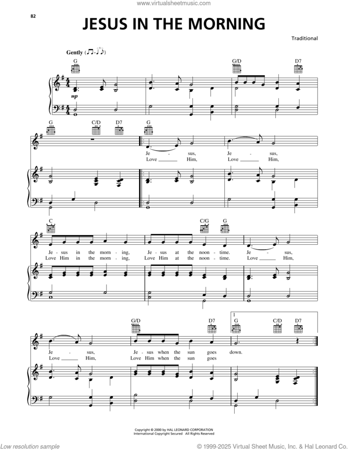 Jesus In The Morning sheet music for voice, piano or guitar, intermediate skill level