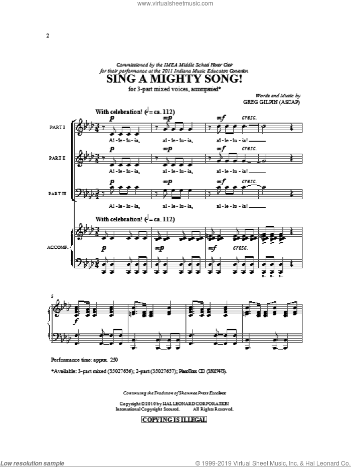 Sing A Mighty Song! sheet music for choir (3-Part Mixed) by Greg Gilpin, intermediate skill level