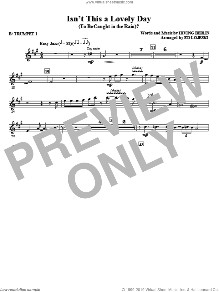 Isn't This A Lovely Day (To Be Caught In The Rain)? (complete set of parts) sheet music for orchestra/band by Irving Berlin and Ed Lojeski, intermediate skill level