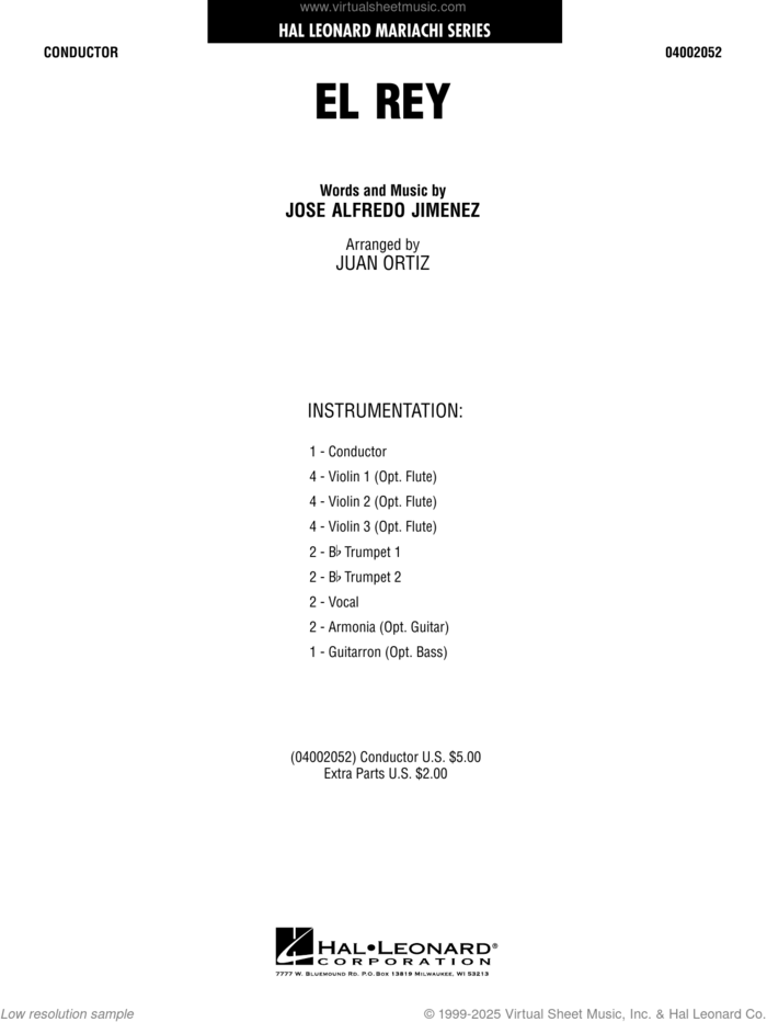 El Rey (COMPLETE) sheet music for concert band by Jose Alfredo Jimenez and Juan Ortiz, intermediate skill level