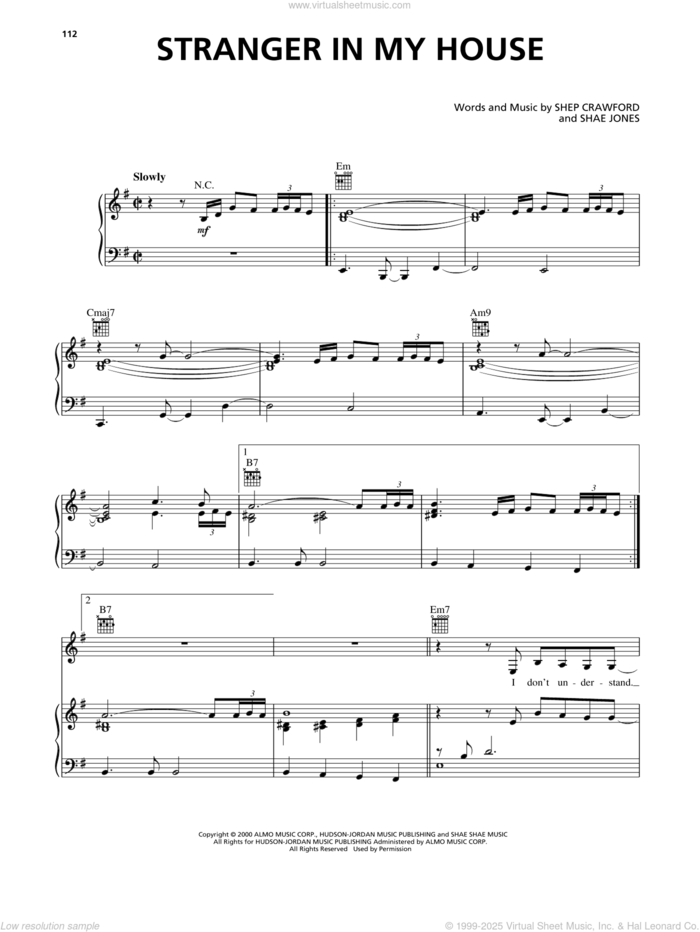 Stranger In My House sheet music for voice, piano or guitar by Tamia, Shae Jones and Shep Crawford, intermediate skill level