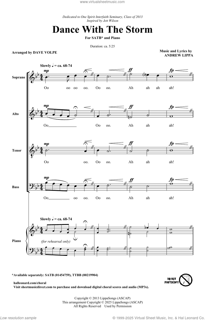 Dance With The Storm (arr. Dave Volpe) sheet music for choir (SATB: soprano, alto, tenor, bass) by Andrew Lippa and Dave Volpe, intermediate skill level