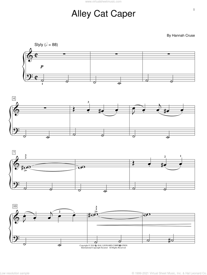Alley Cat Caper sheet music for piano solo (elementary) by Hannah Cruse and Miscellaneous, beginner piano (elementary)