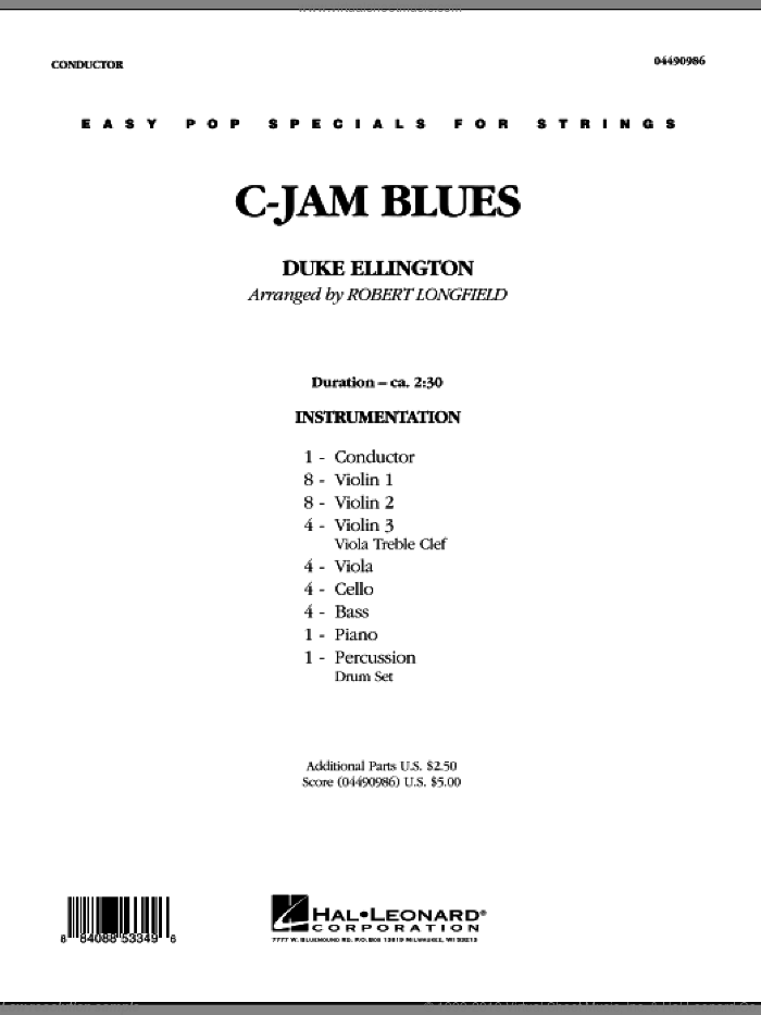 C-Jam Blues (COMPLETE) sheet music for orchestra by Duke Ellington and Robert Longfield, intermediate skill level