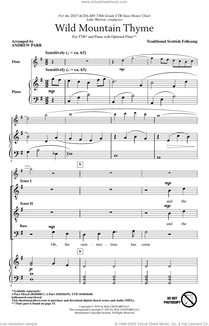 Wild Mountain Thyme (arr. Andrew Parr) sheet music for choir (TTBB: tenor, bass) by Traditional Scottish Folk Song and Andrew Parr, intermediate skill level