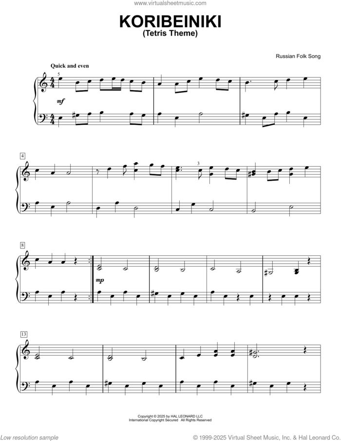 Korobeiniki Tetris Theme sheet music for voice and other instruments (E-Z Play) by Russian Folk, easy skill level