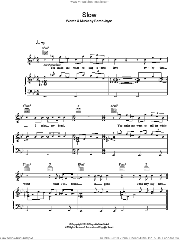 Slow sheet music for voice, piano or guitar by Rumer and Sarah Joyce, intermediate skill level