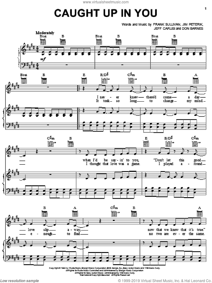 Caught Up In You sheet music for voice, piano or guitar by 38 Special, Don Barnes, Frank Sullivan, Jeff Carlisi and Jim Peterik, intermediate skill level