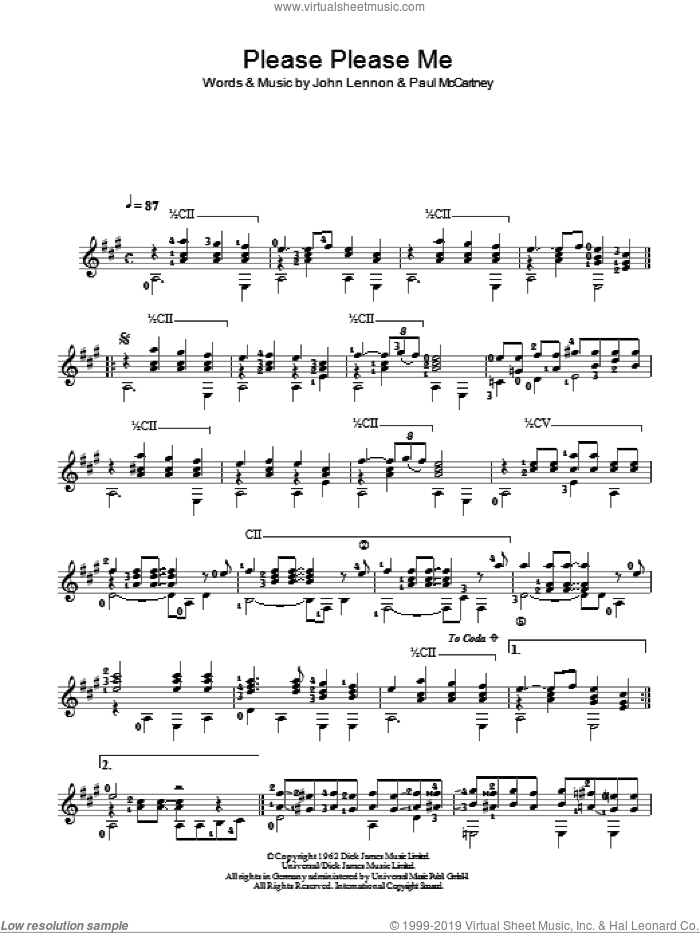 Please Please Me sheet music for guitar solo (chords) by The Beatles, John Lennon and Paul McCartney, easy guitar (chords)