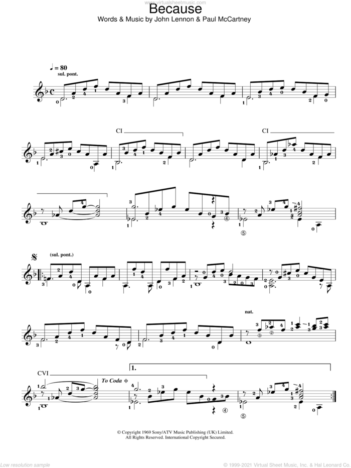 Because sheet music for guitar solo (chords) by The Beatles, John Lennon and Paul McCartney, easy guitar (chords)