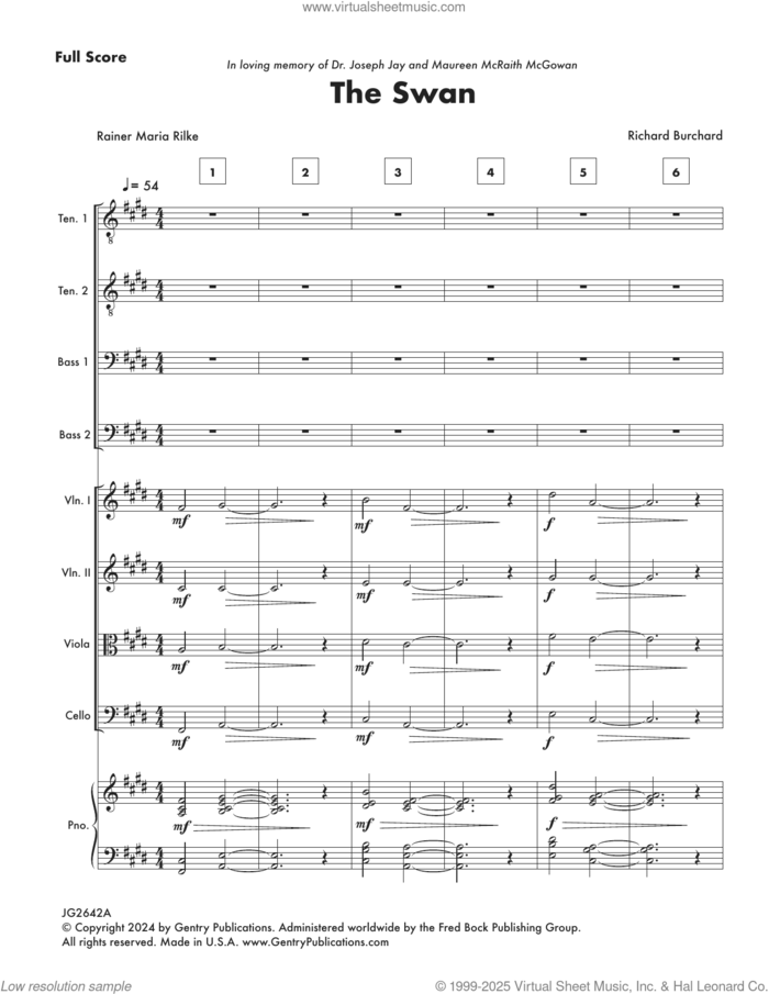 The Swan (COMPLETE) sheet music for orchestra/band by Richard Burchard and Rainer Maria Rilke, intermediate skill level