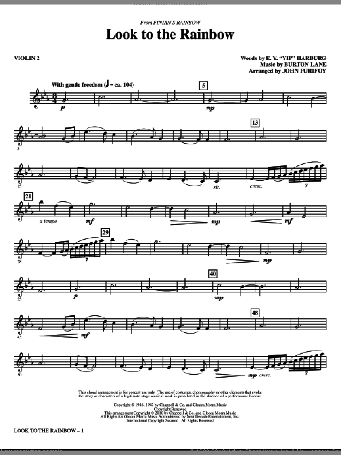 Look To The Rainbow (from Finian's Rainbow) (complete set of parts) sheet music for orchestra/band (chamber ensemble) by Burton Lane, E.Y. Harburg and John Purifoy, intermediate skill level
