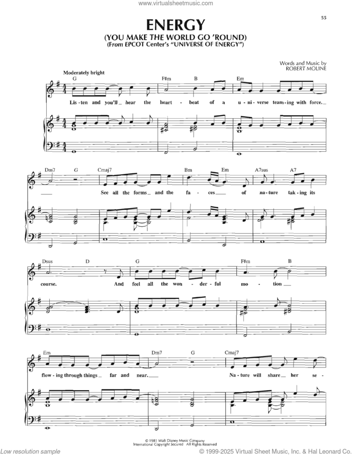 Energy (You Make The World Go 'Round) sheet music for voice, piano or guitar by Robert Moline, intermediate skill level