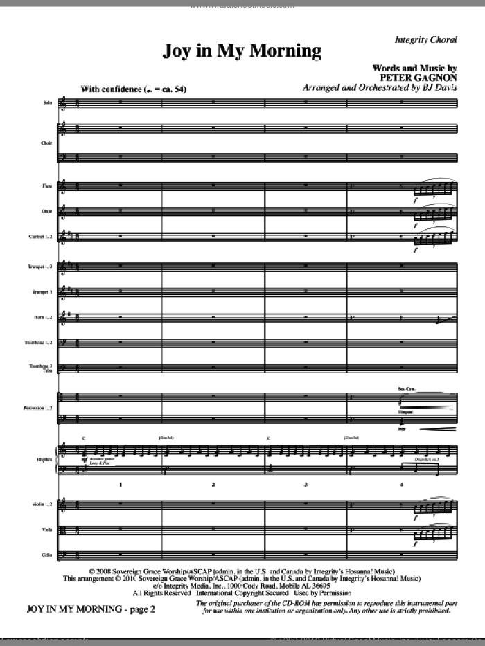 Joy In My Morning (complete set of parts) sheet music for orchestra/band (Orchestra) by BJ Davis and Peter Gagnon, intermediate skill level