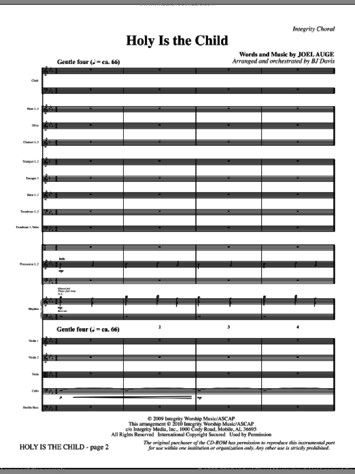 Holy Is The Child (complete set of parts) sheet music for orchestra/band (Orchestra) by BJ Davis and Joel Auge, intermediate skill level