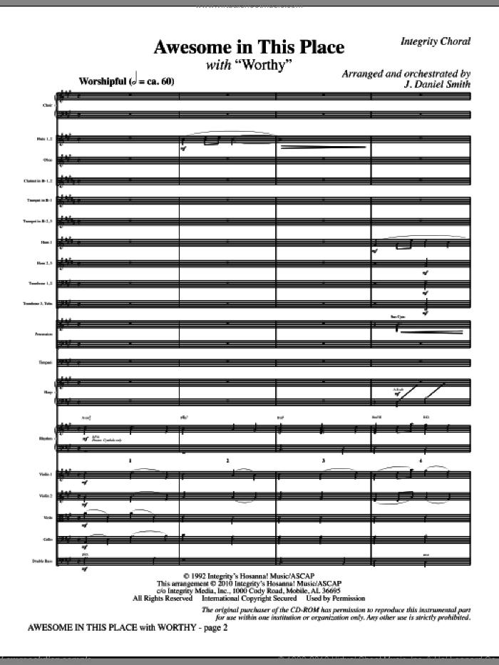 Awesome In This Place (with Worthy) (complete set of parts) sheet music for orchestra/band (Orchestra) by J. Daniel Smith, intermediate skill level