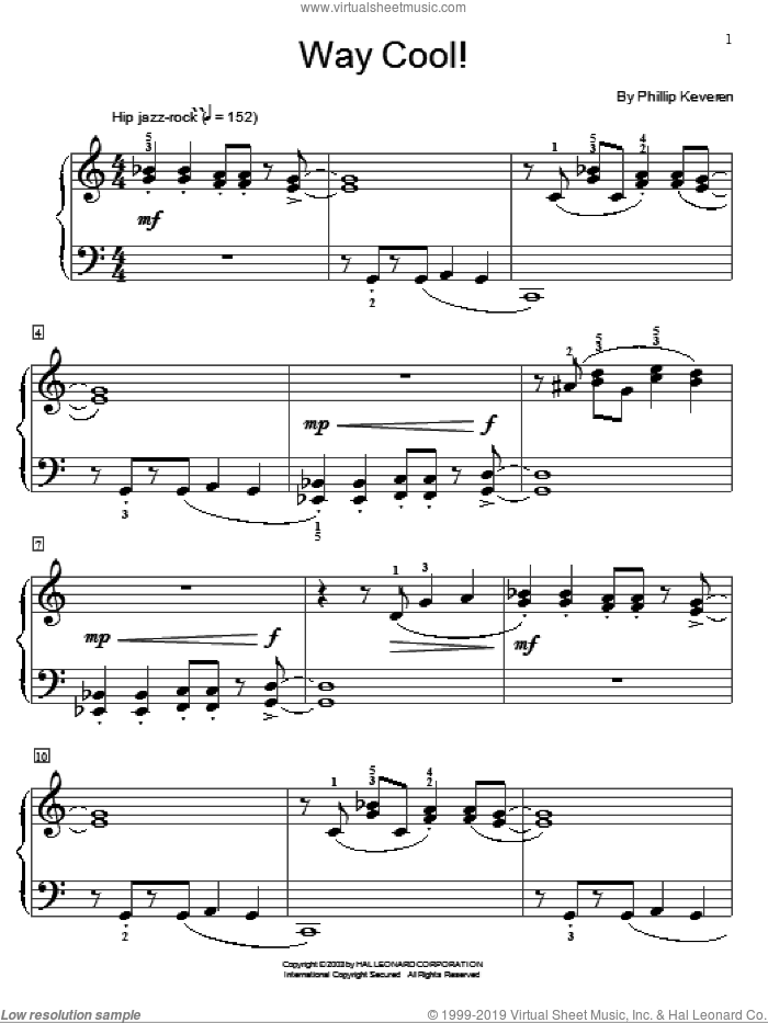 Way Cool! sheet music for piano solo (elementary) by Phillip Keveren and Miscellaneous, beginner piano (elementary)